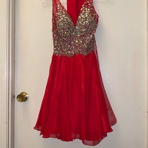 Prom dress. Short. Size 2. Red w gems.